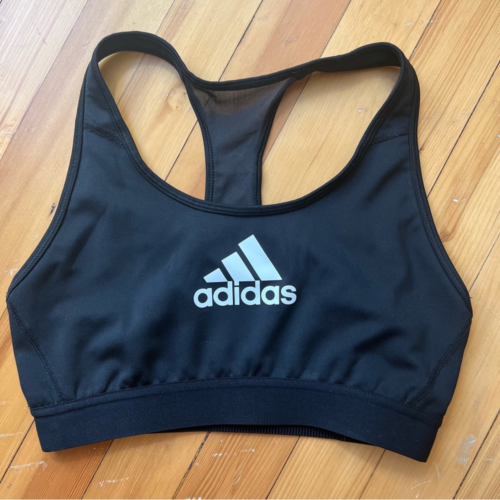 Black Adidas racerback sports bra mesh back